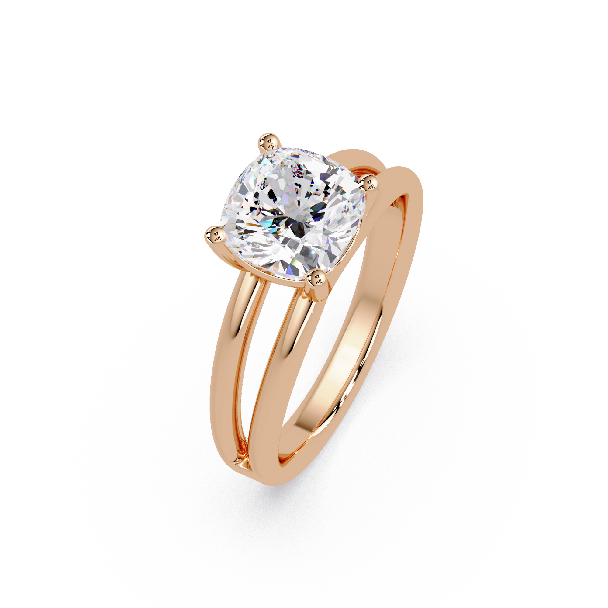 Exquisite Cushion Cut Diamond Split Dual-Band Ring