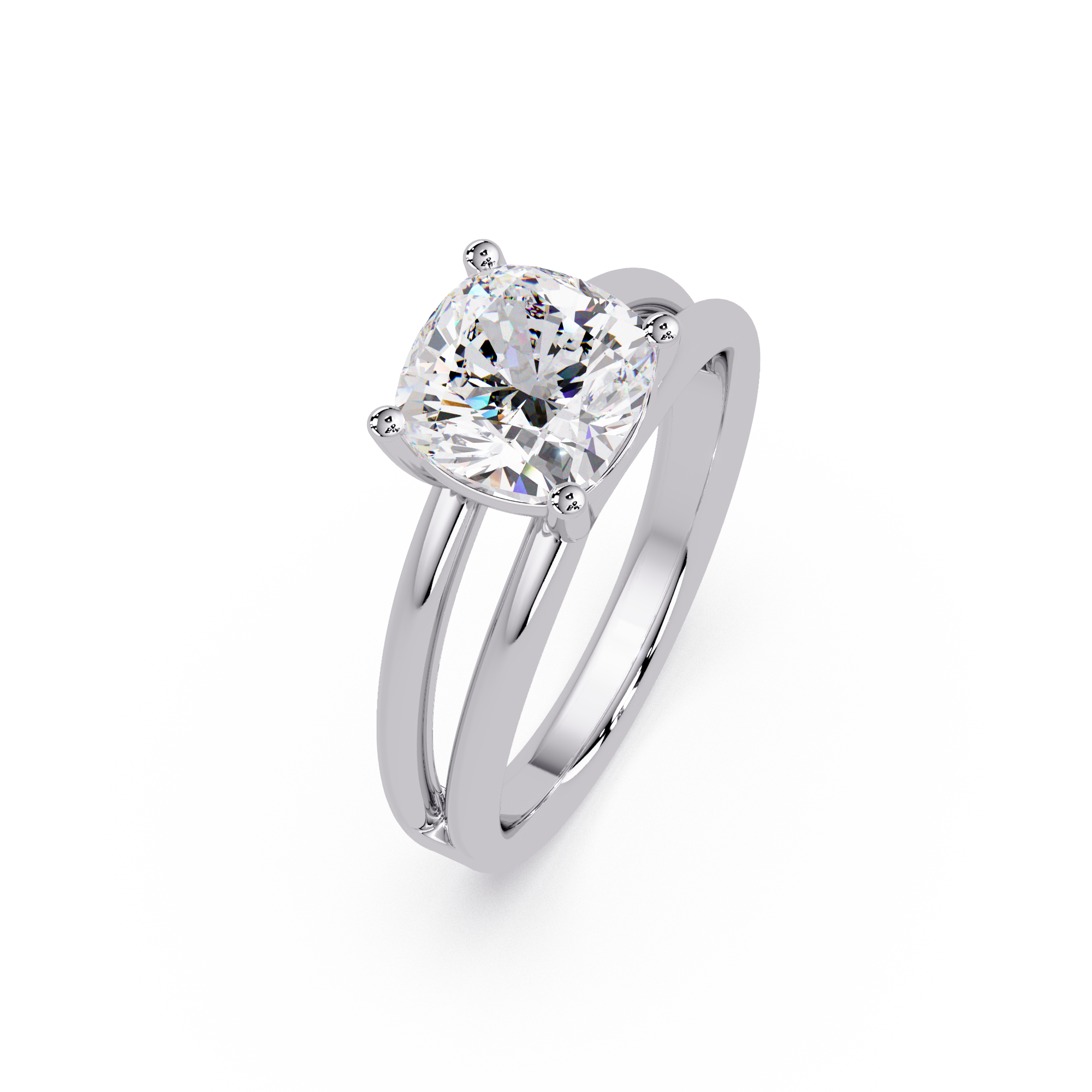 Exquisite Cushion Cut Diamond Split Dual-Band Ring