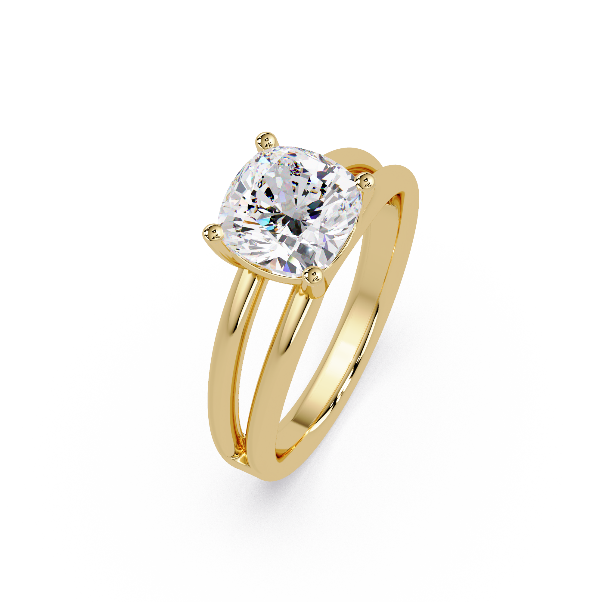 Exquisite Cushion Cut Diamond Split Dual-Band Ring