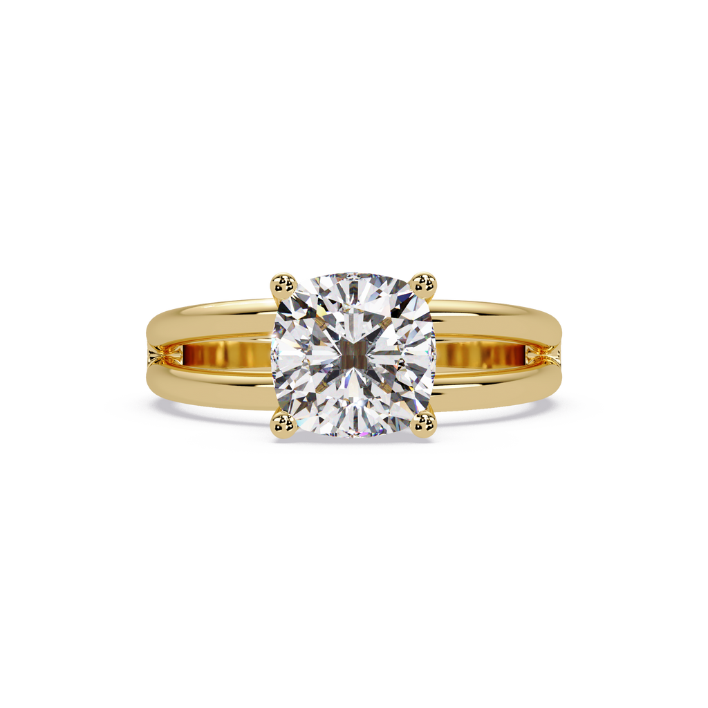 Exquisite Cushion Cut Diamond Split Dual-Band Ring