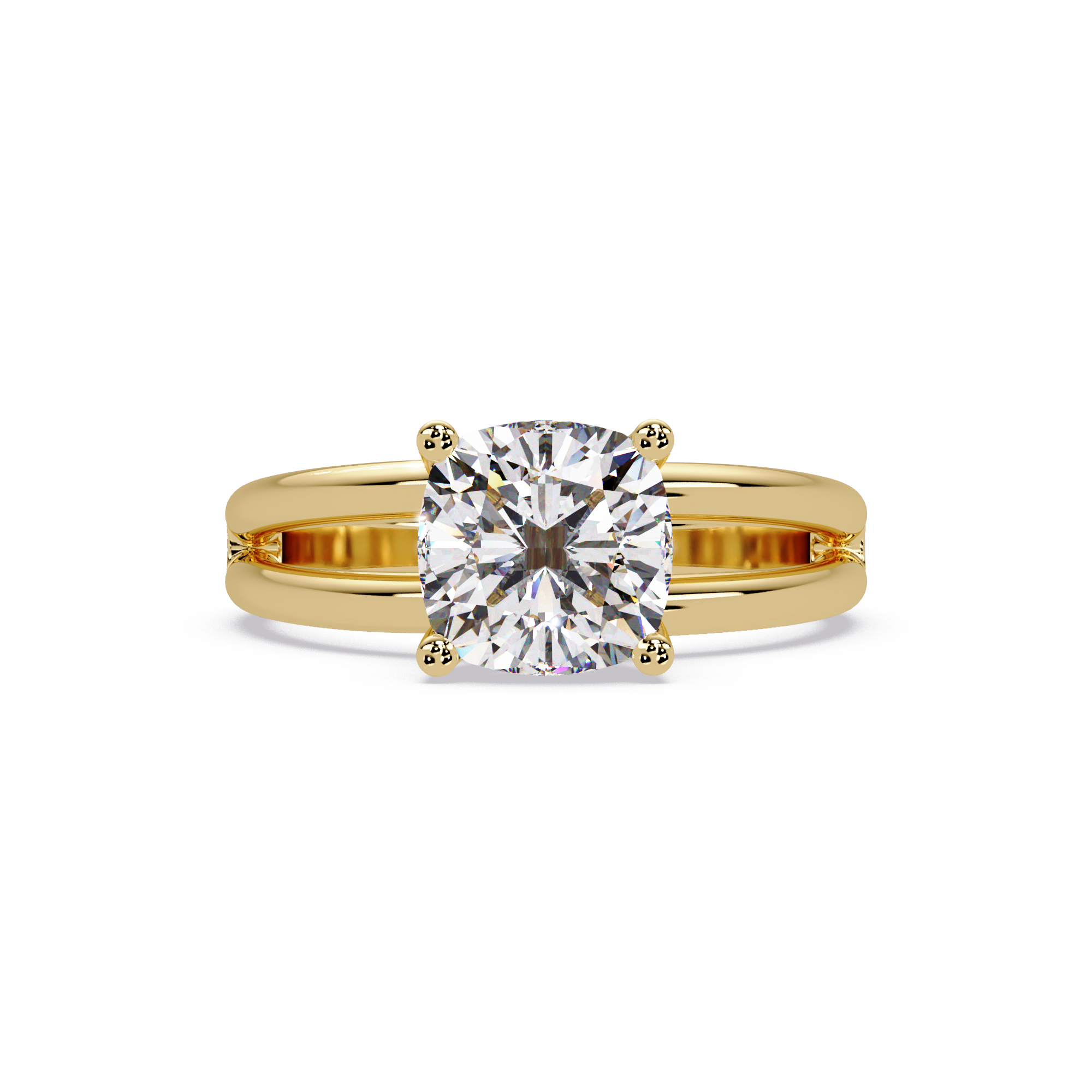 Exquisite Cushion Cut Diamond Split Dual-Band Ring