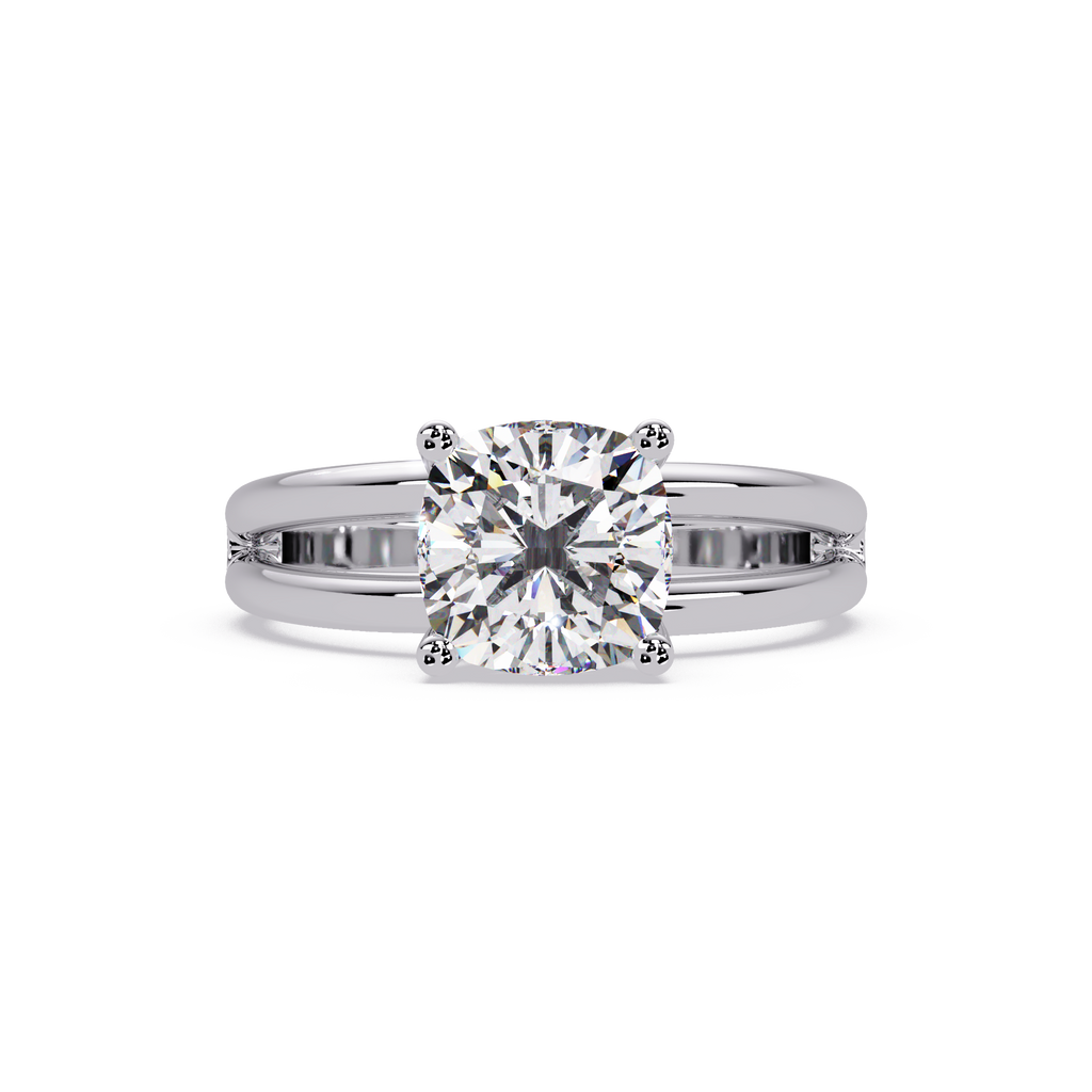 Exquisite Cushion Cut Diamond Split Dual-Band Ring