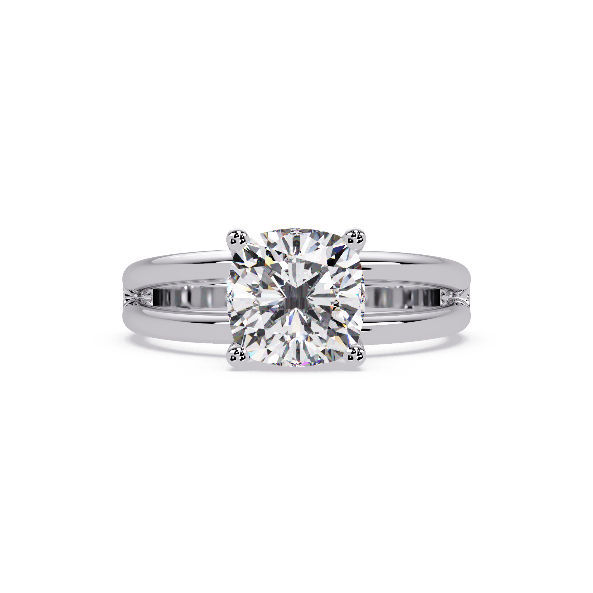 Exquisite Cushion Cut Diamond Split Dual-Band Ring