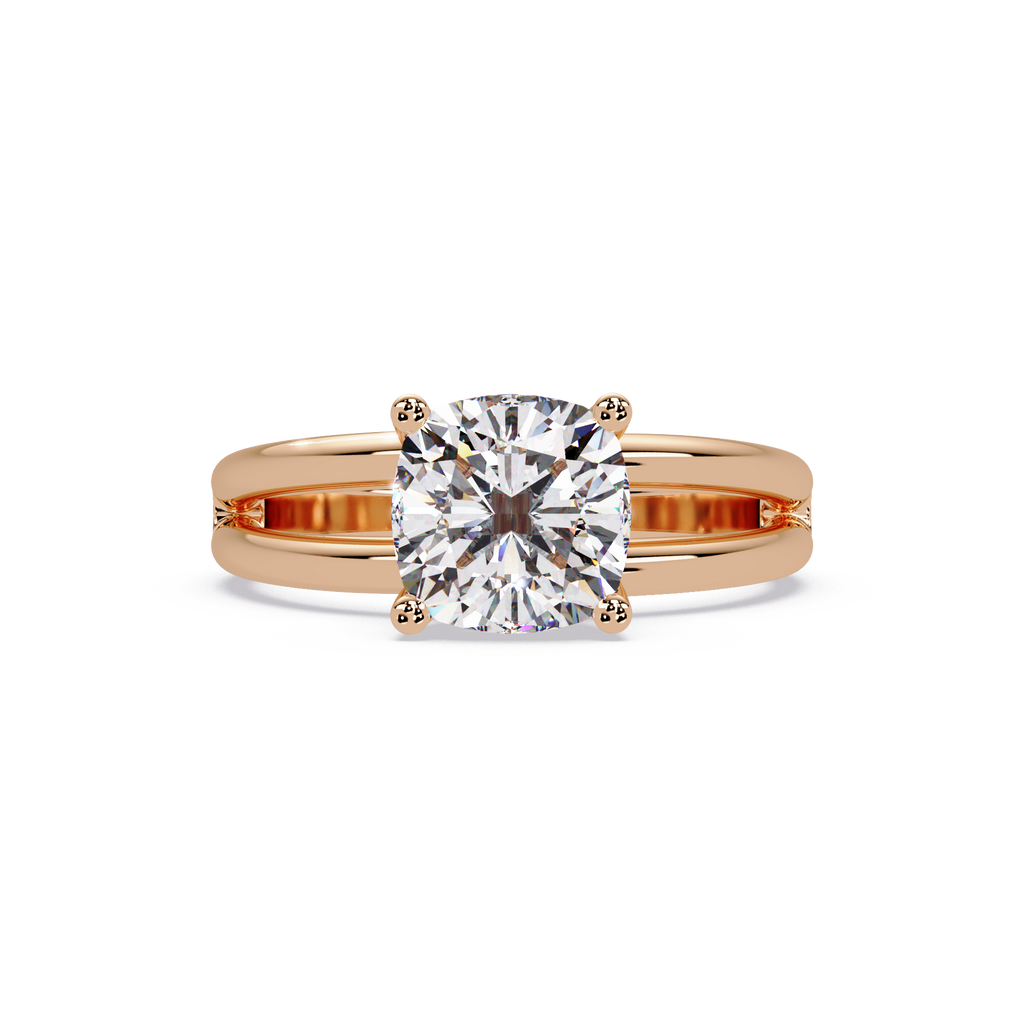Exquisite Cushion Cut Diamond Split Dual-Band Ring