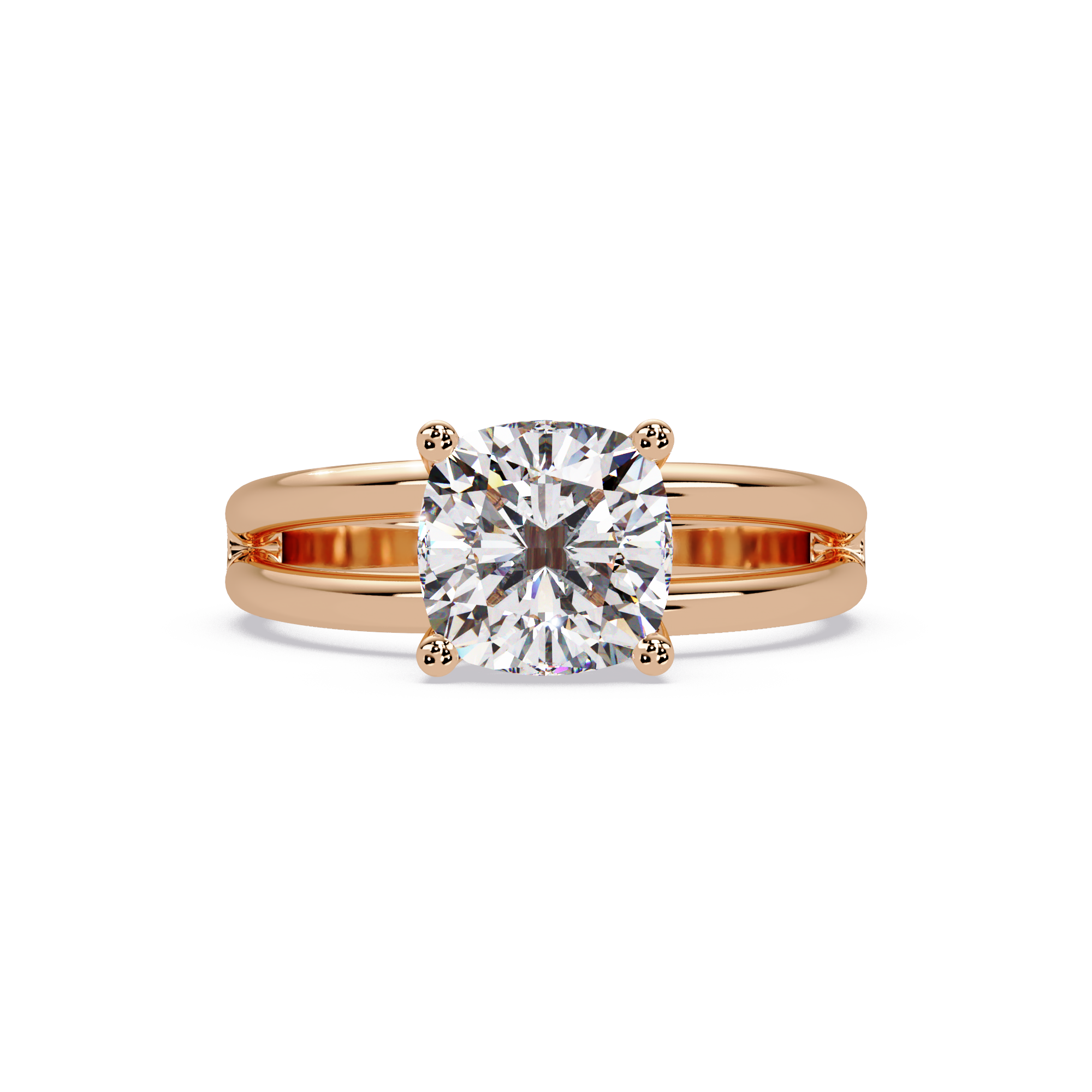 Exquisite Cushion Cut Diamond Split Dual-Band Ring