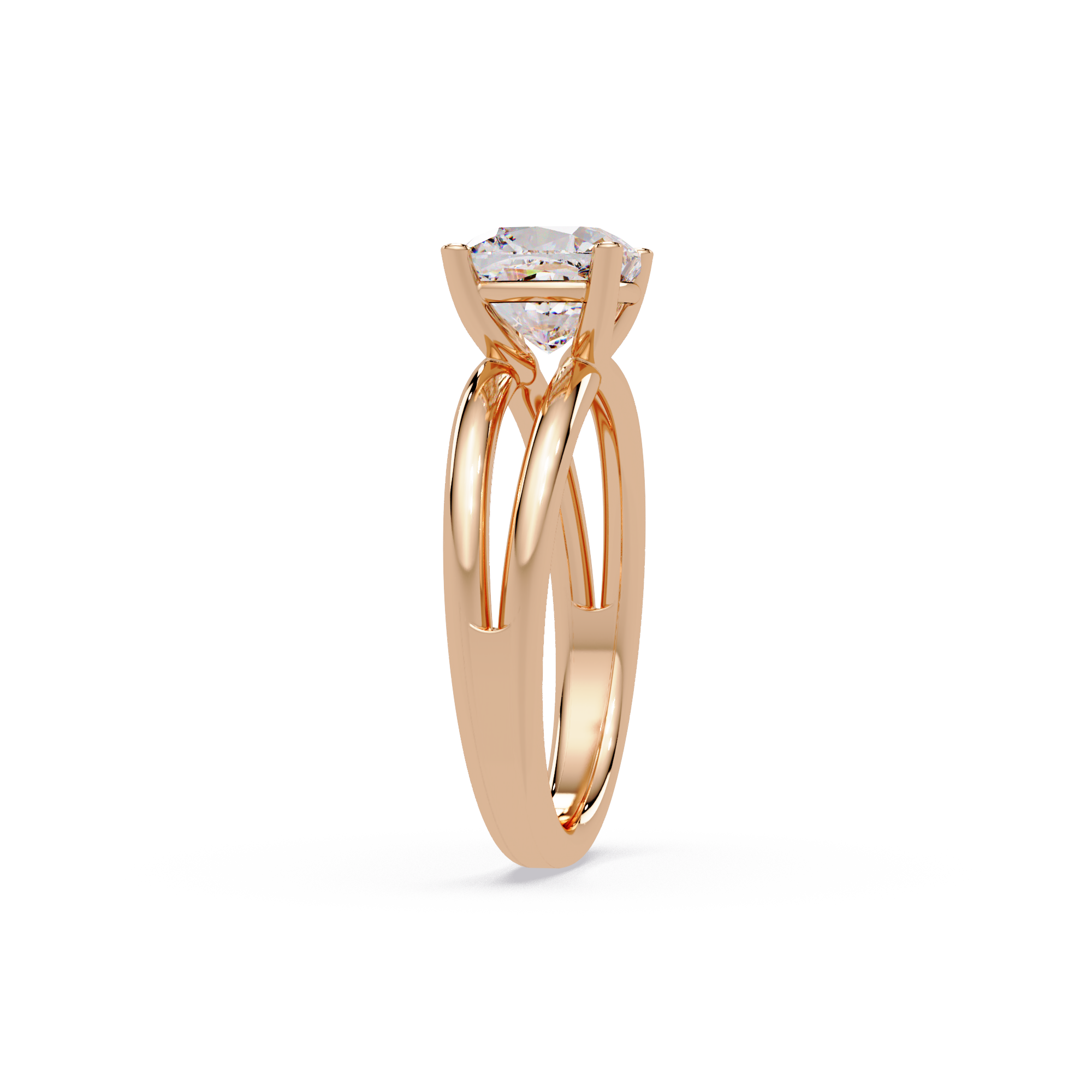 Exquisite Cushion Cut Diamond Split Dual-Band Ring