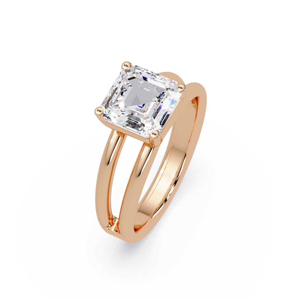 Exquisite Emerald Square Cut Split Dual-Band Ring
