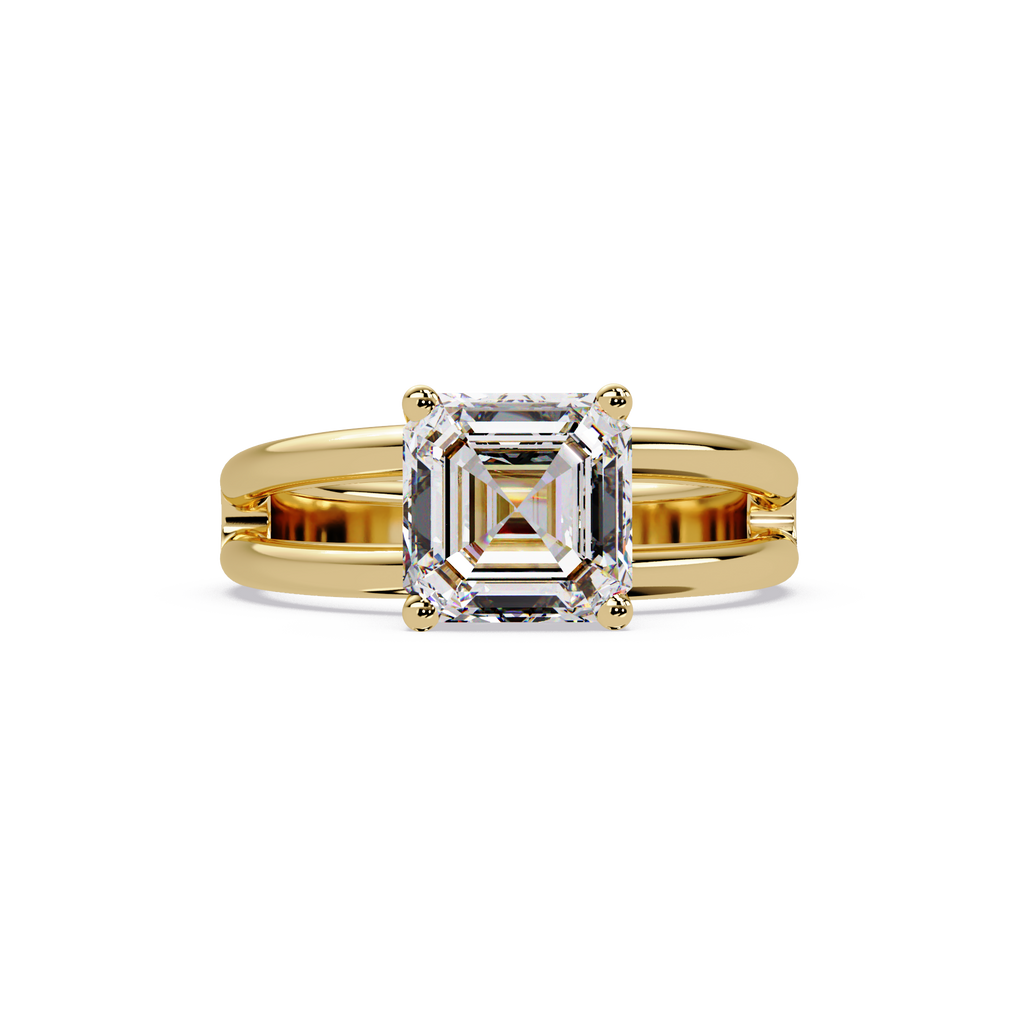 Exquisite Emerald Square Cut Split Dual-Band Ring