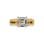 Exquisite Emerald Square Cut Split Dual-Band Ring