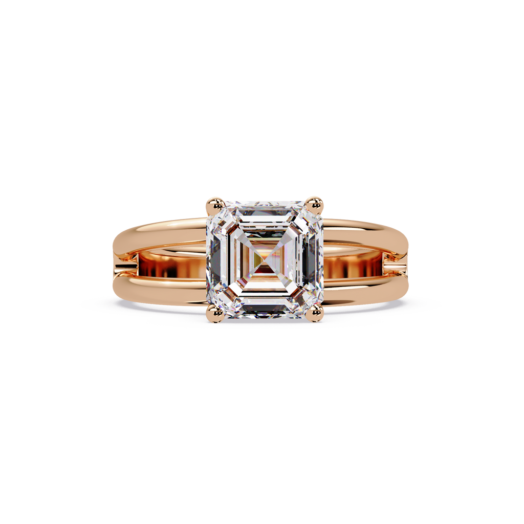 Exquisite Emerald Square Cut Split Dual-Band Ring