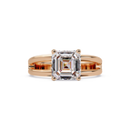 Exquisite Emerald Square Cut Split Dual-Band Ring
