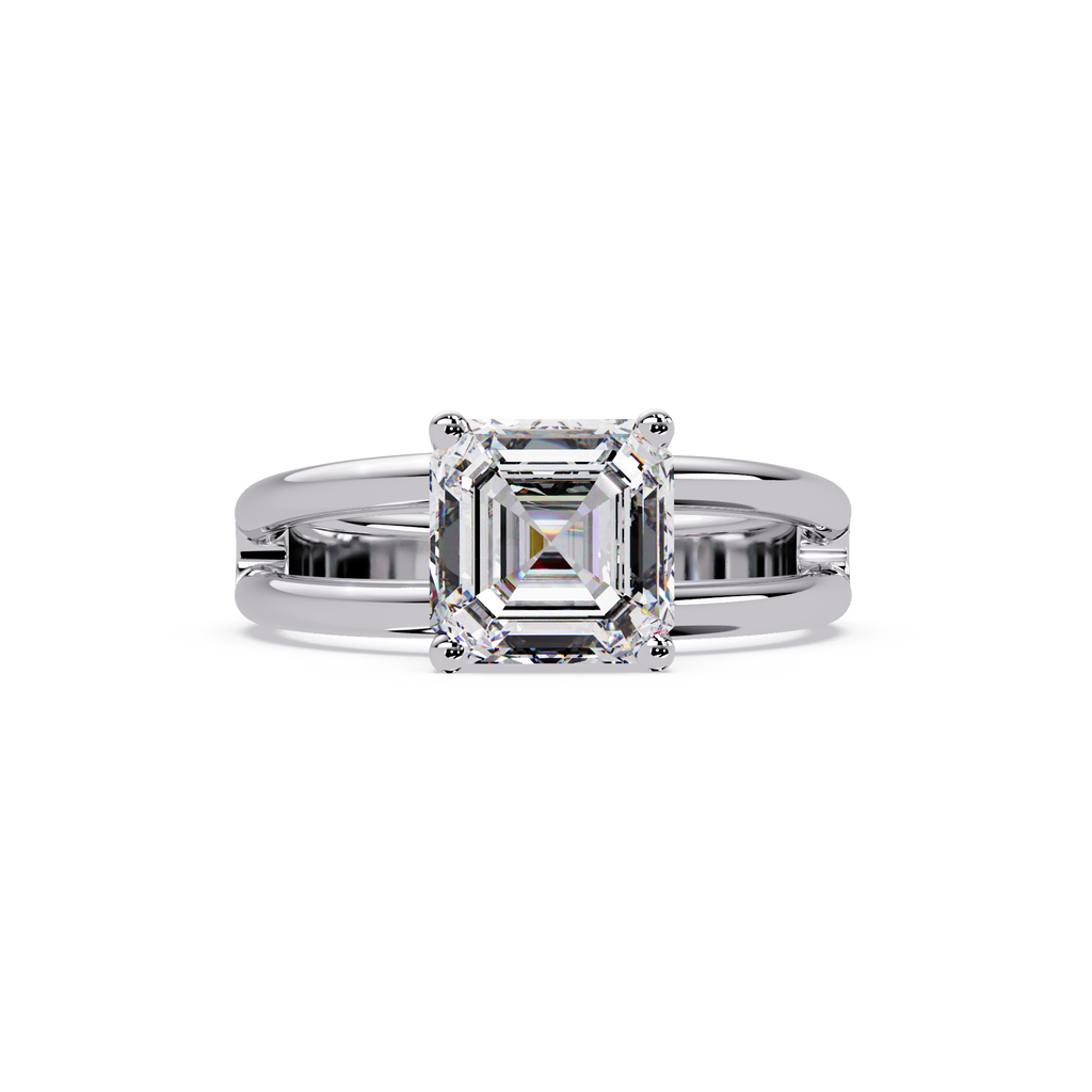 Exquisite Emerald Square Cut Split Dual-Band Ring