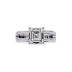 Exquisite Emerald Square Cut Split Dual-Band Ring