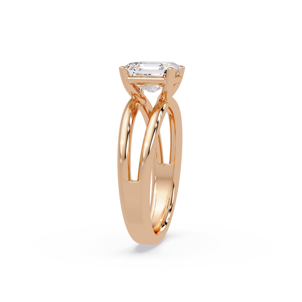 Exquisite Emerald Square Cut Split Dual-Band Ring