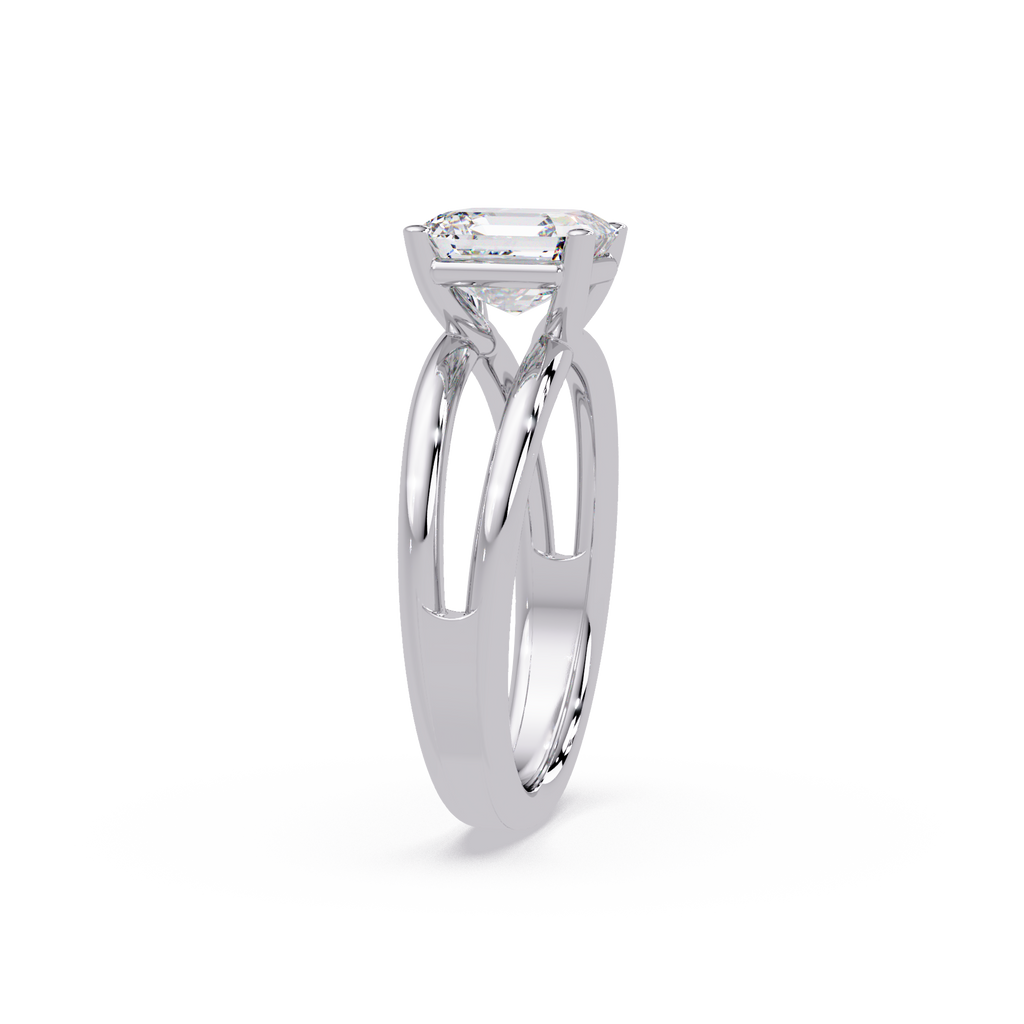 Exquisite Emerald Square Cut Split Dual-Band Ring