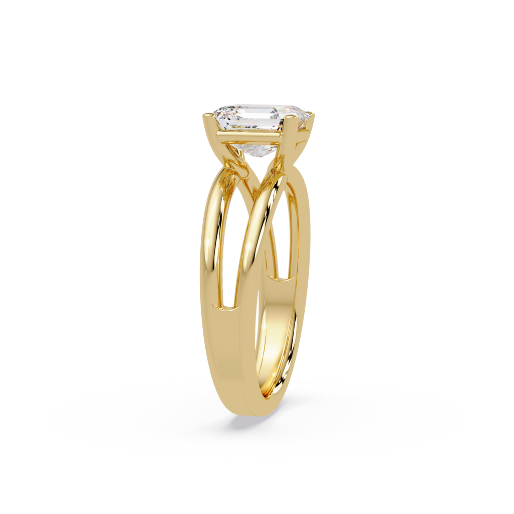 Exquisite Emerald Square Cut Split Dual-Band Ring