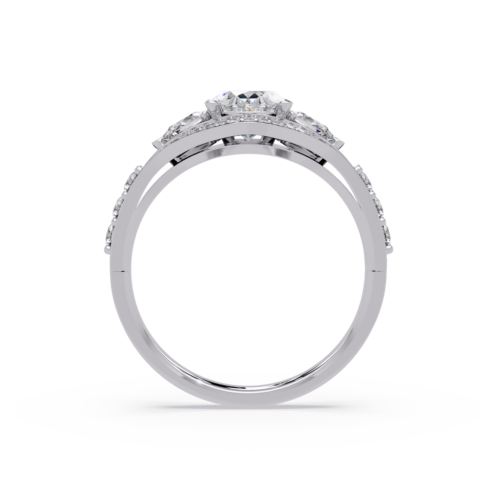 Exquisite Vintage Multi-Shape Diamond Halo Cluster Ring