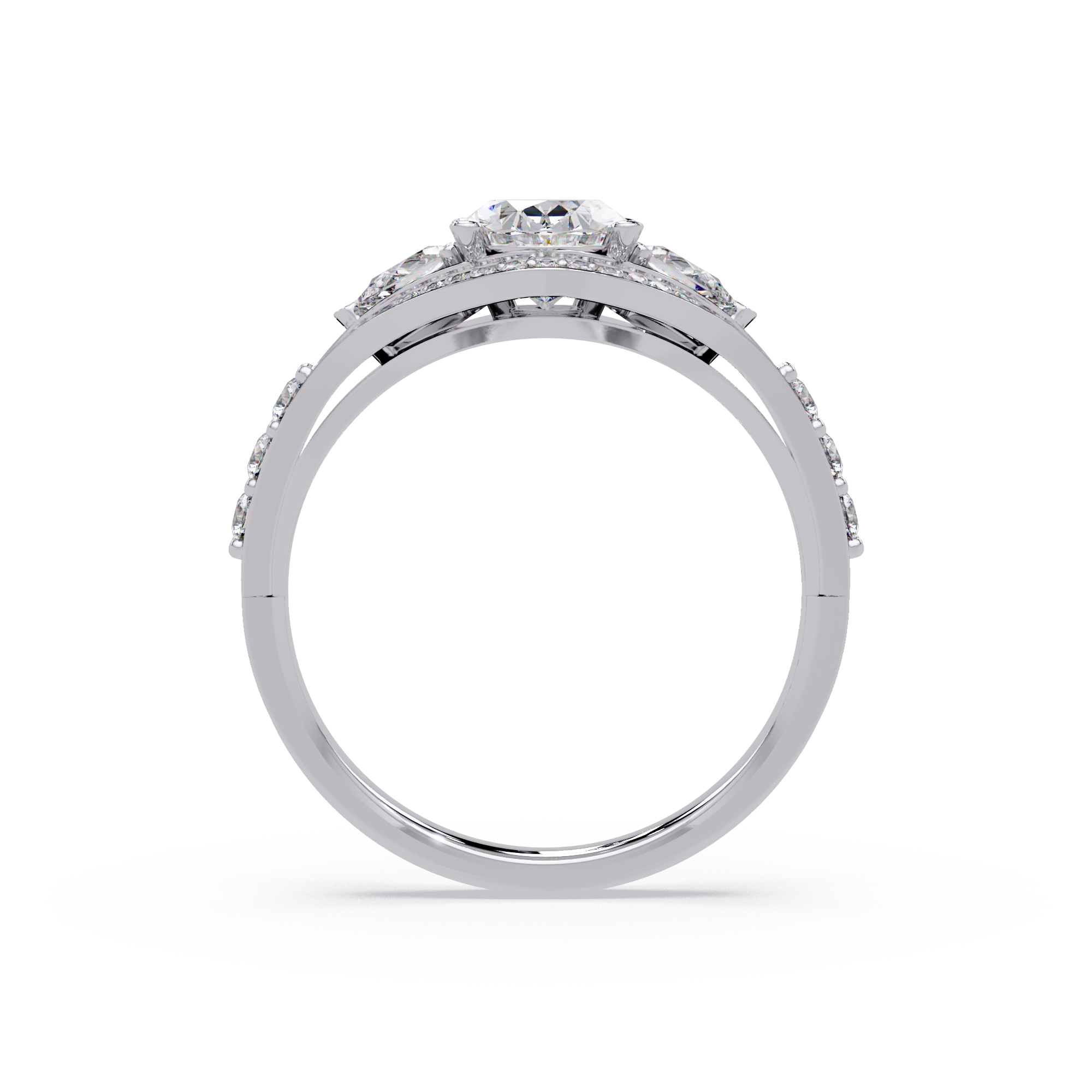 Exquisite Vintage Multi-Shape Diamond Halo Cluster Ring