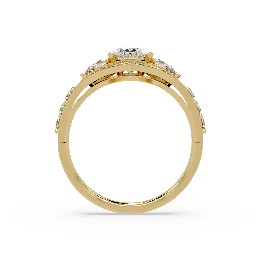 Exquisite Vintage Multi-Shape Diamond Halo Cluster Ring
