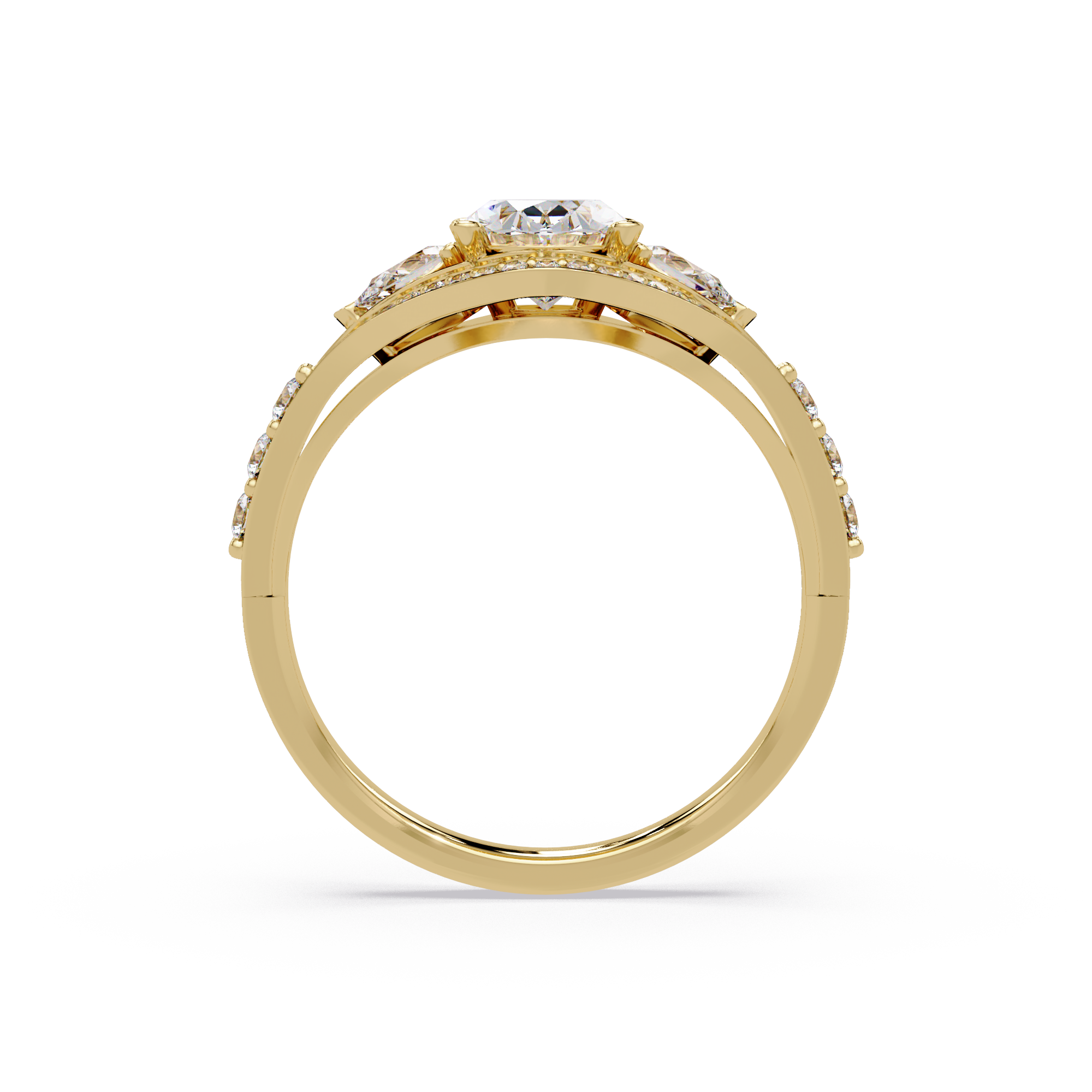 Exquisite Vintage Multi-Shape Diamond Halo Cluster Ring