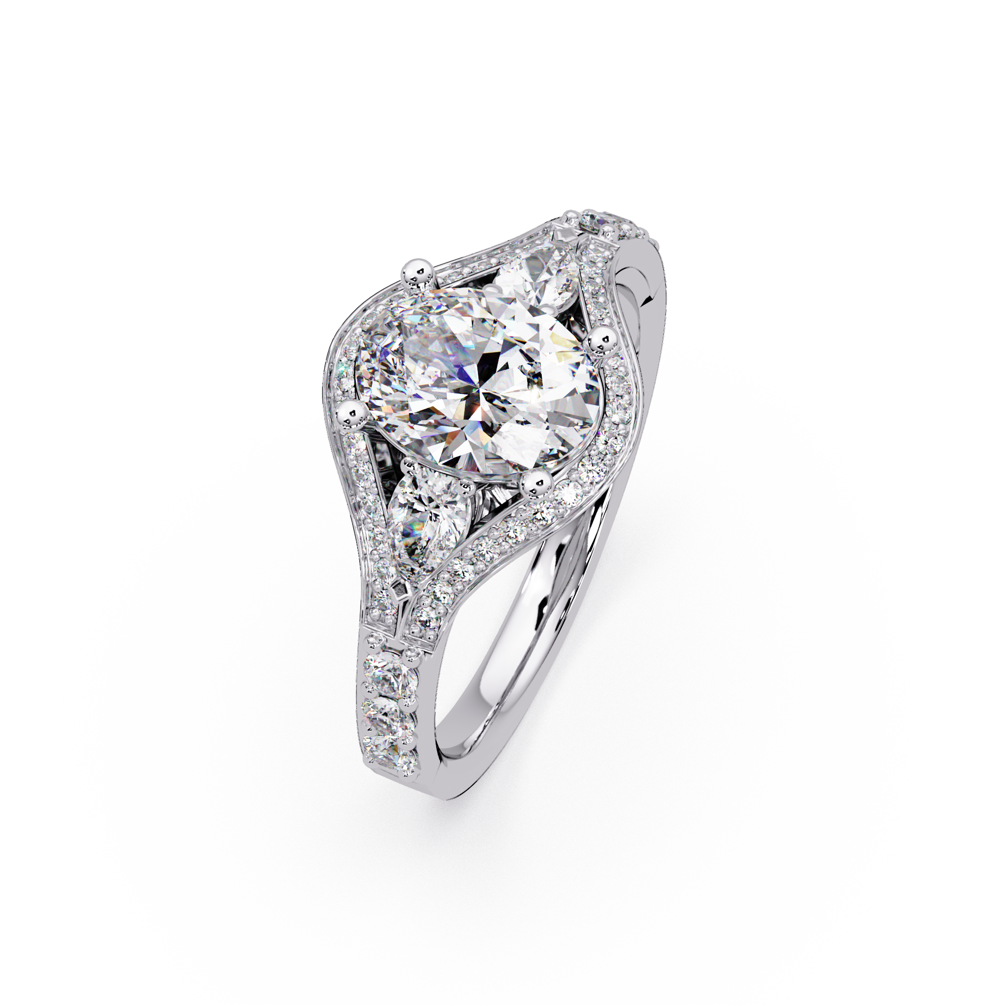 Exquisite Vintage Multi-Shape Diamond Halo Cluster Ring
