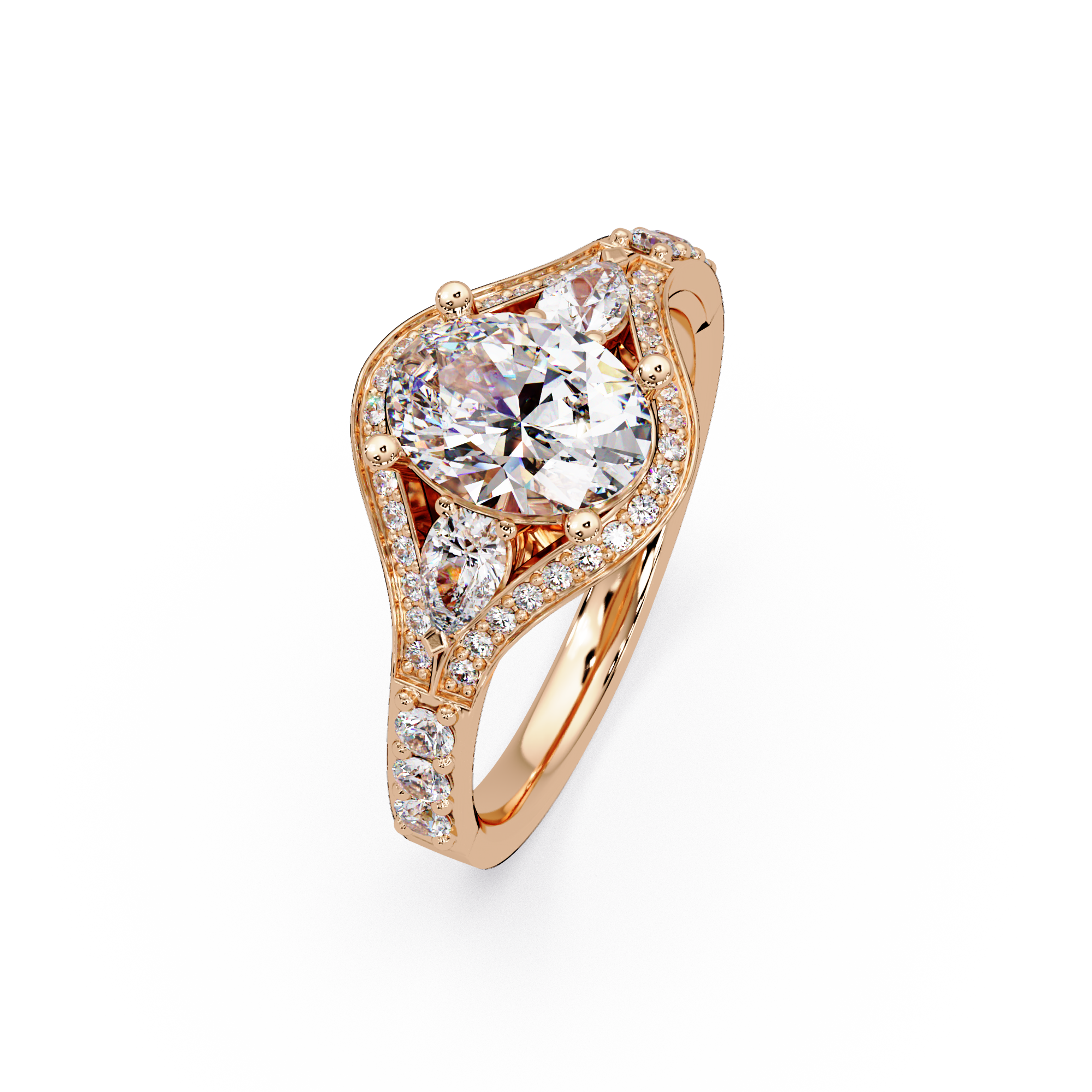 Exquisite Vintage Multi-Shape Diamond Halo Cluster Ring