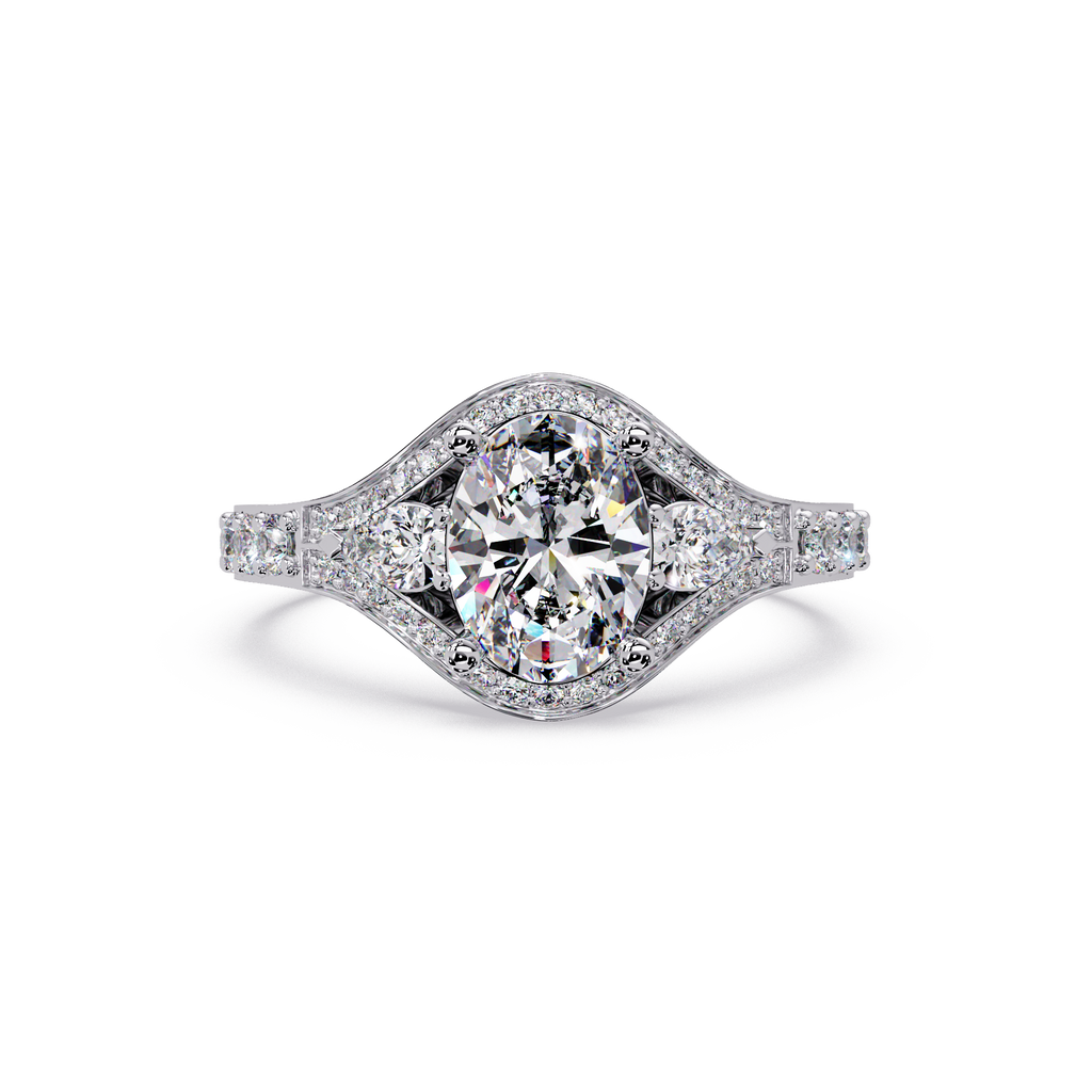 Exquisite Vintage Multi-Shape Diamond Halo Cluster Ring