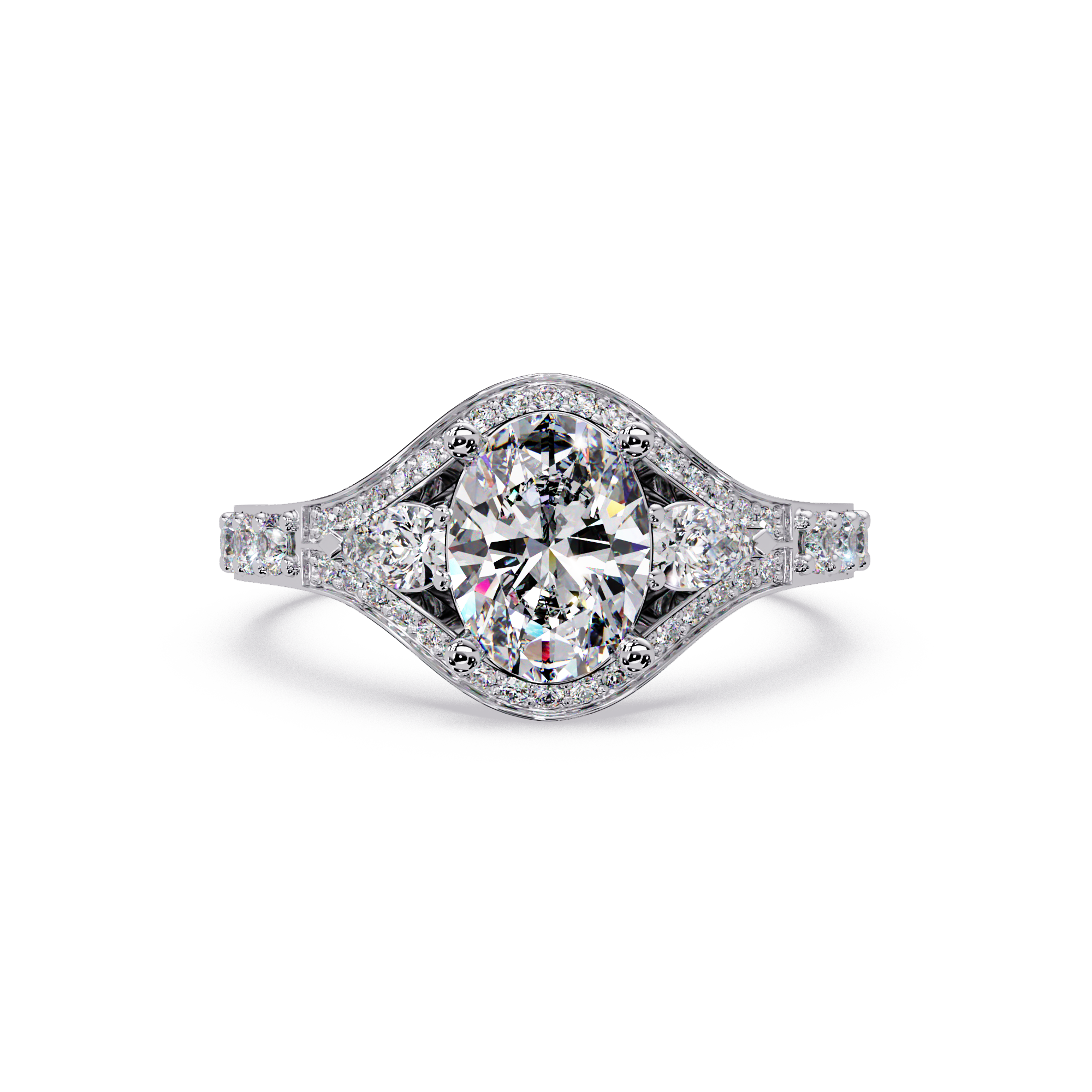 Exquisite Vintage Multi-Shape Diamond Halo Cluster Ring