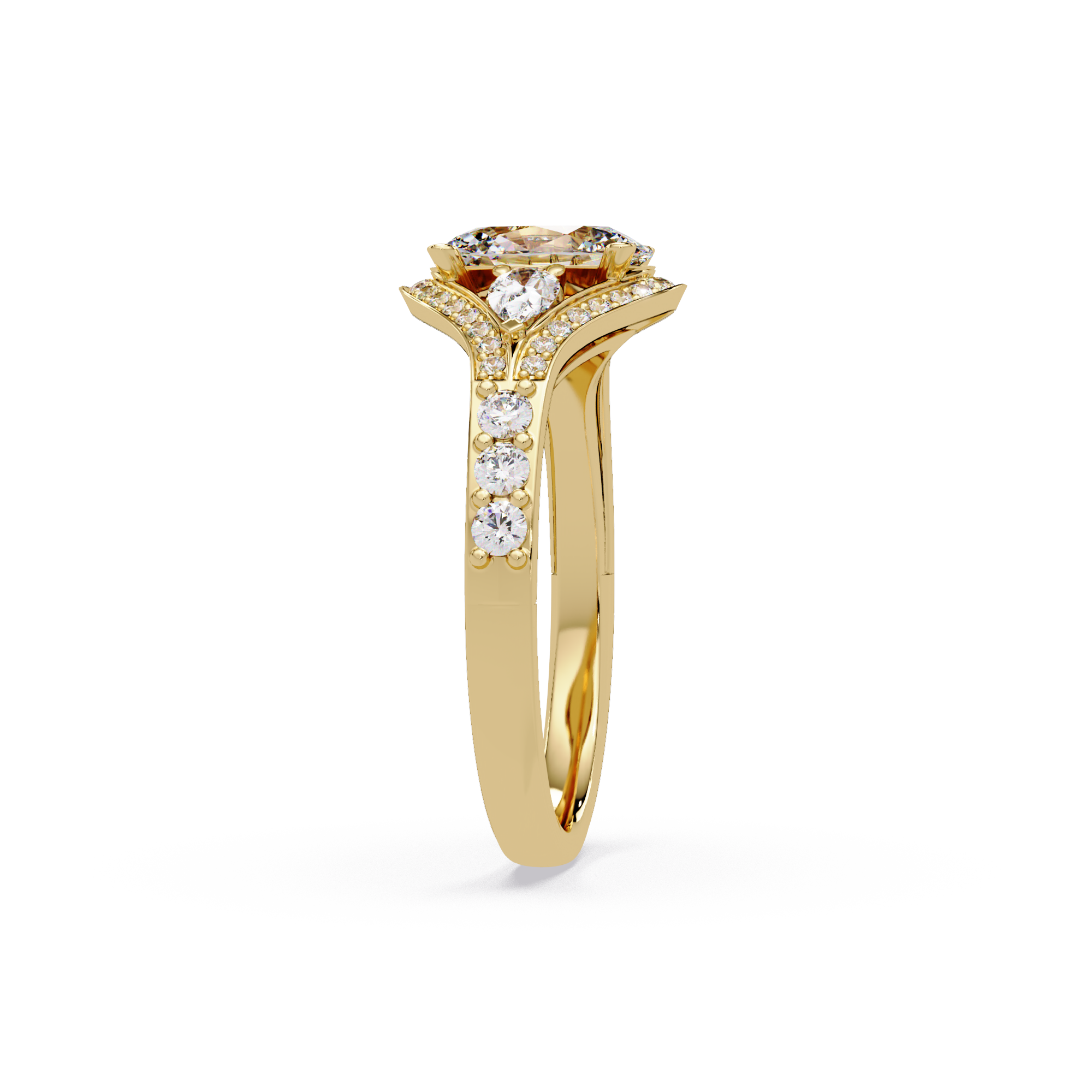Exquisite Vintage Multi-Shape Diamond Halo Cluster Ring