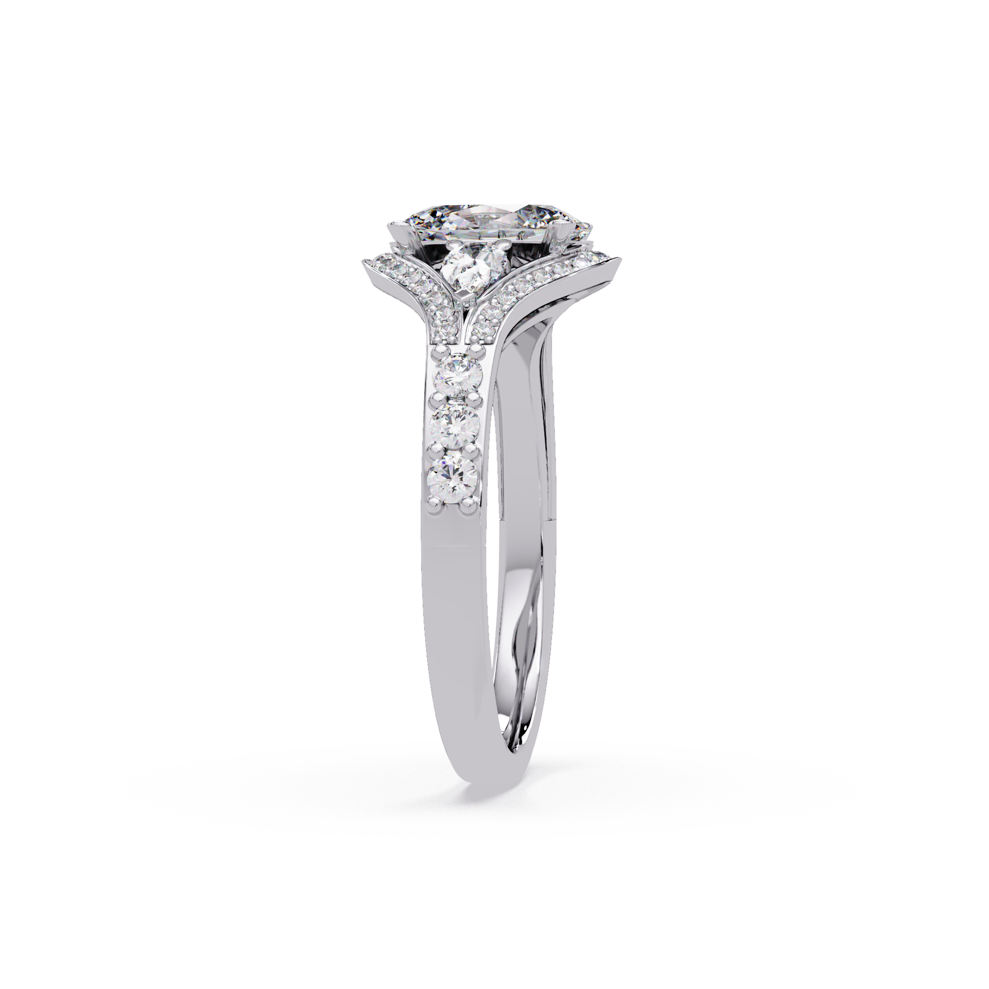 Exquisite Vintage Multi-Shape Diamond Halo Cluster Ring