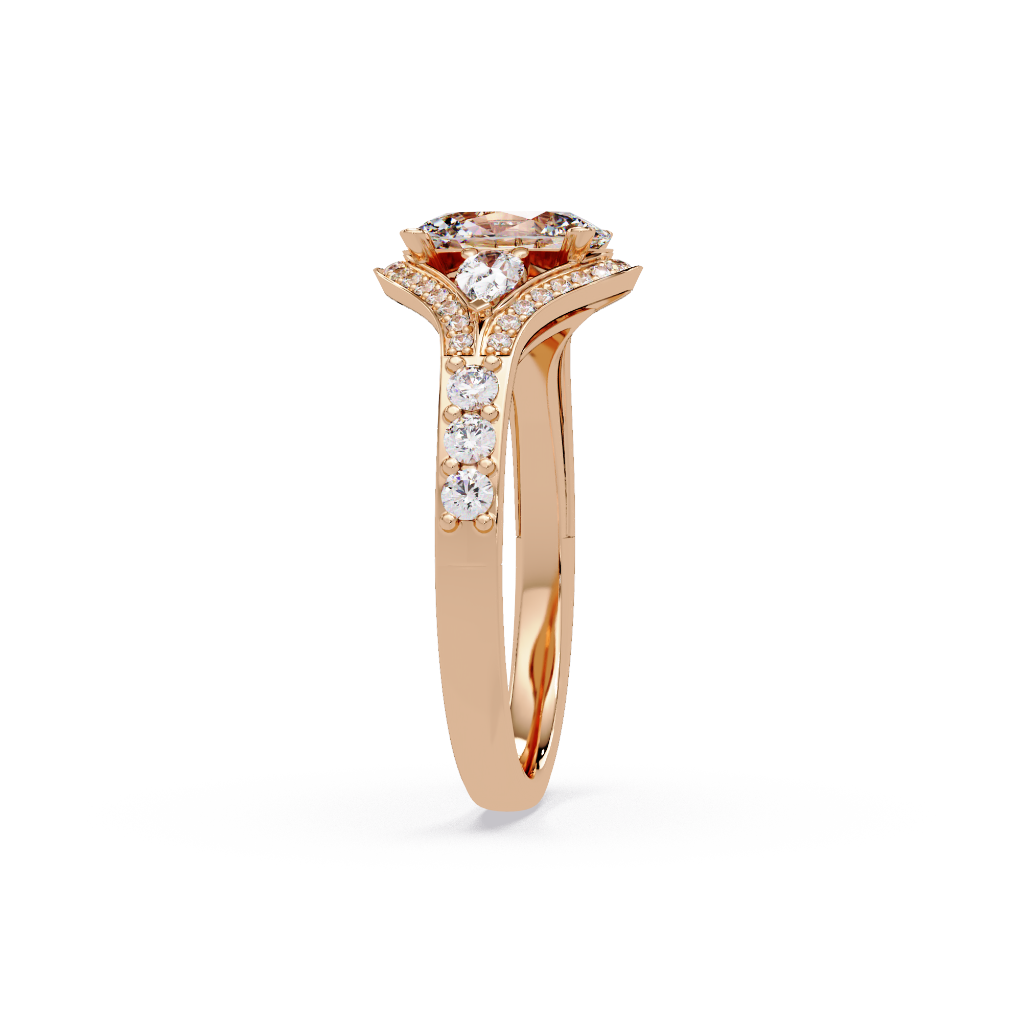 Exquisite Vintage Multi-Shape Diamond Halo Cluster Ring