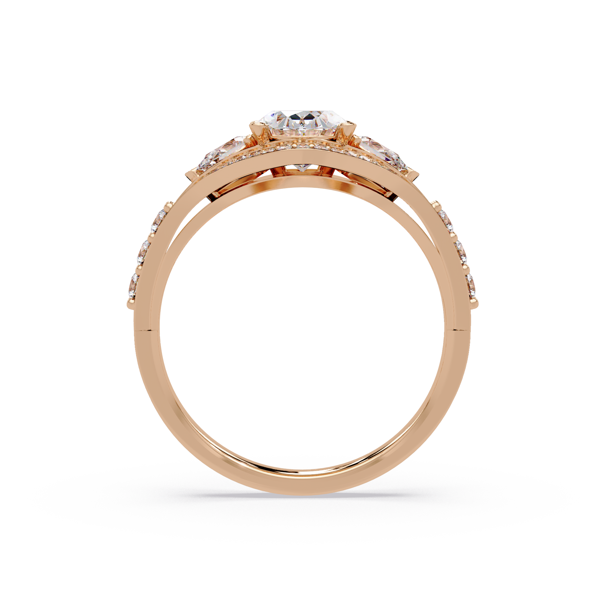Exquisite Vintage Multi-Shape Diamond Halo Cluster Ring
