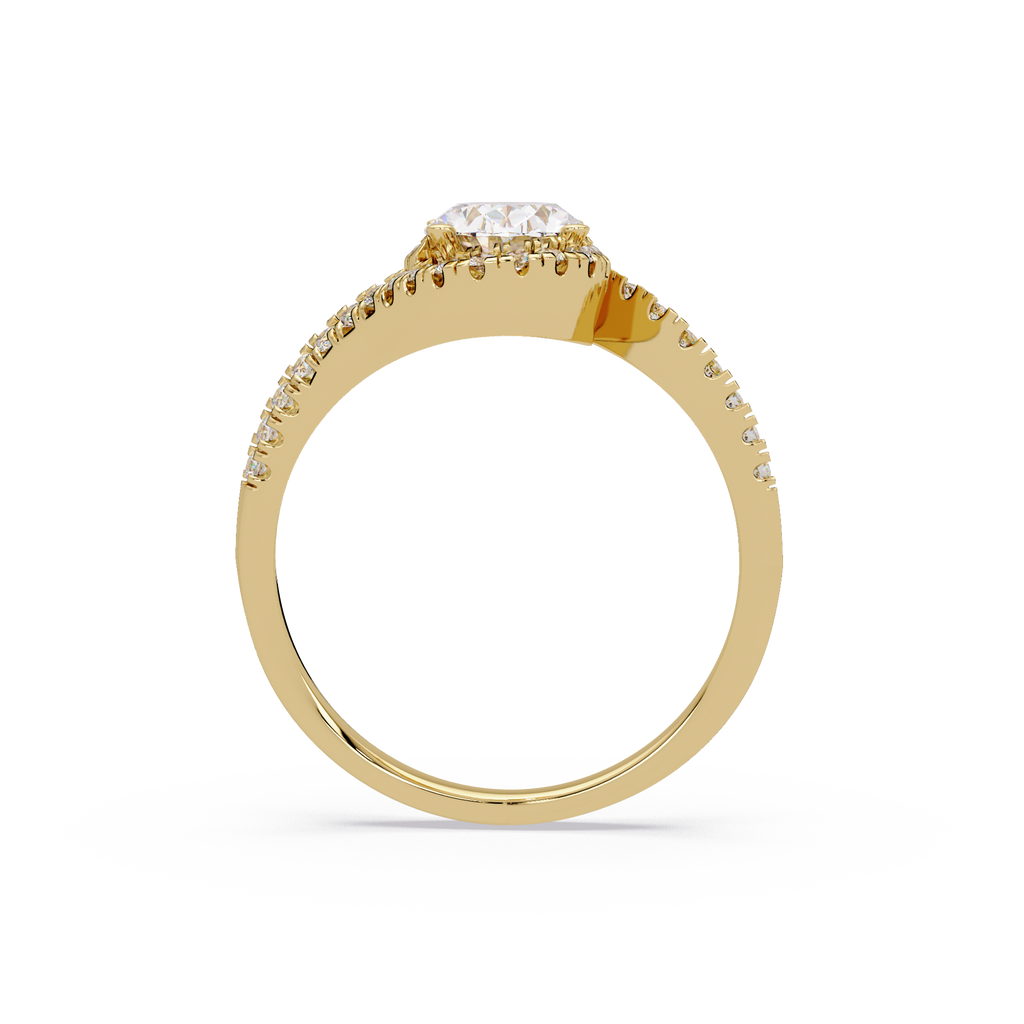 Exquisite Bypass Halo Twist Diamond Engagement Ring