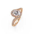 Exquisite Bypass Halo Twist Diamond Engagement Ring