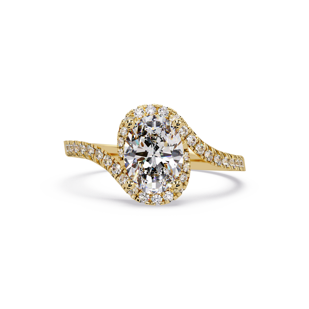 Exquisite Bypass Halo Twist Diamond Engagement Ring