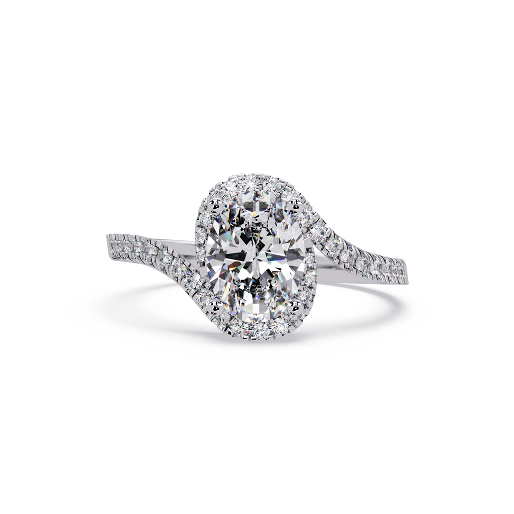 Exquisite Bypass Halo Twist Diamond Engagement Ring
