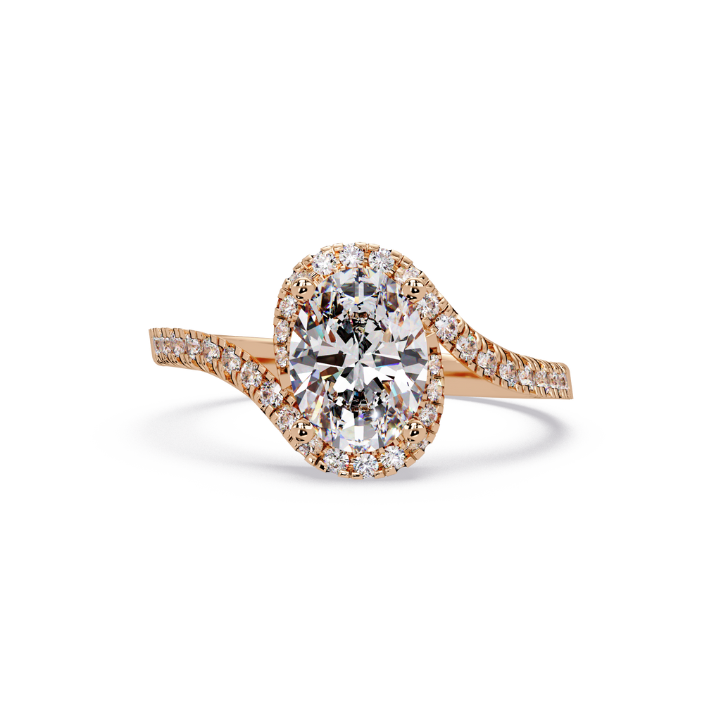 Exquisite Bypass Halo Twist Diamond Engagement Ring