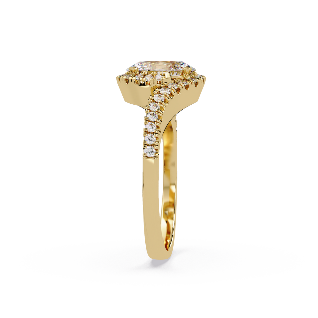 Exquisite Bypass Halo Twist Diamond Engagement Ring