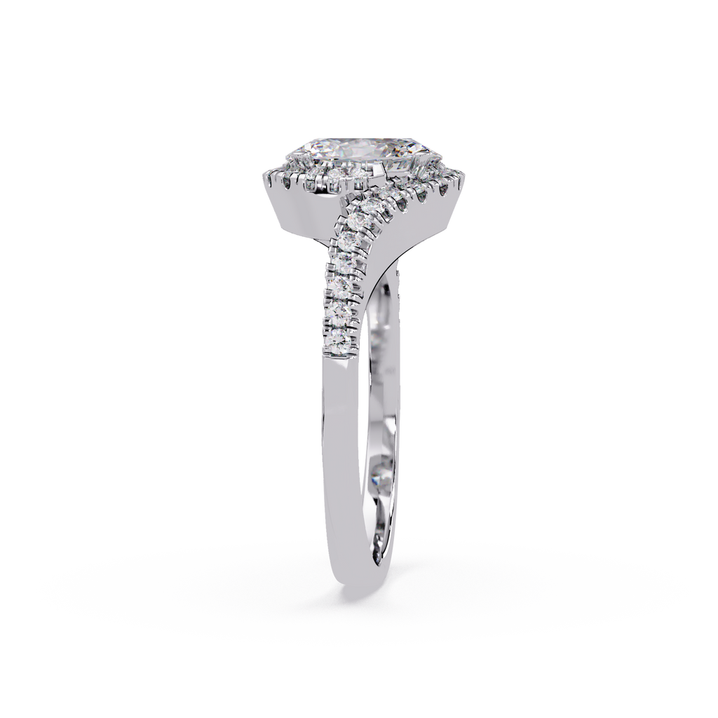 Exquisite Bypass Halo Twist Diamond Engagement Ring