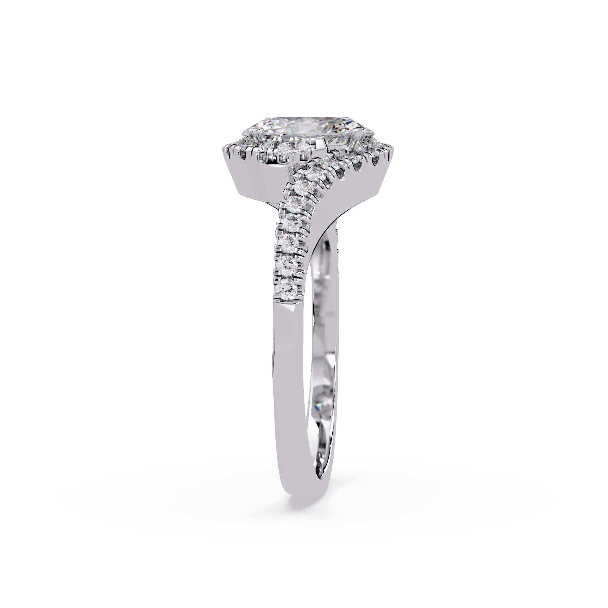 Exquisite Bypass Halo Twist Diamond Engagement Ring