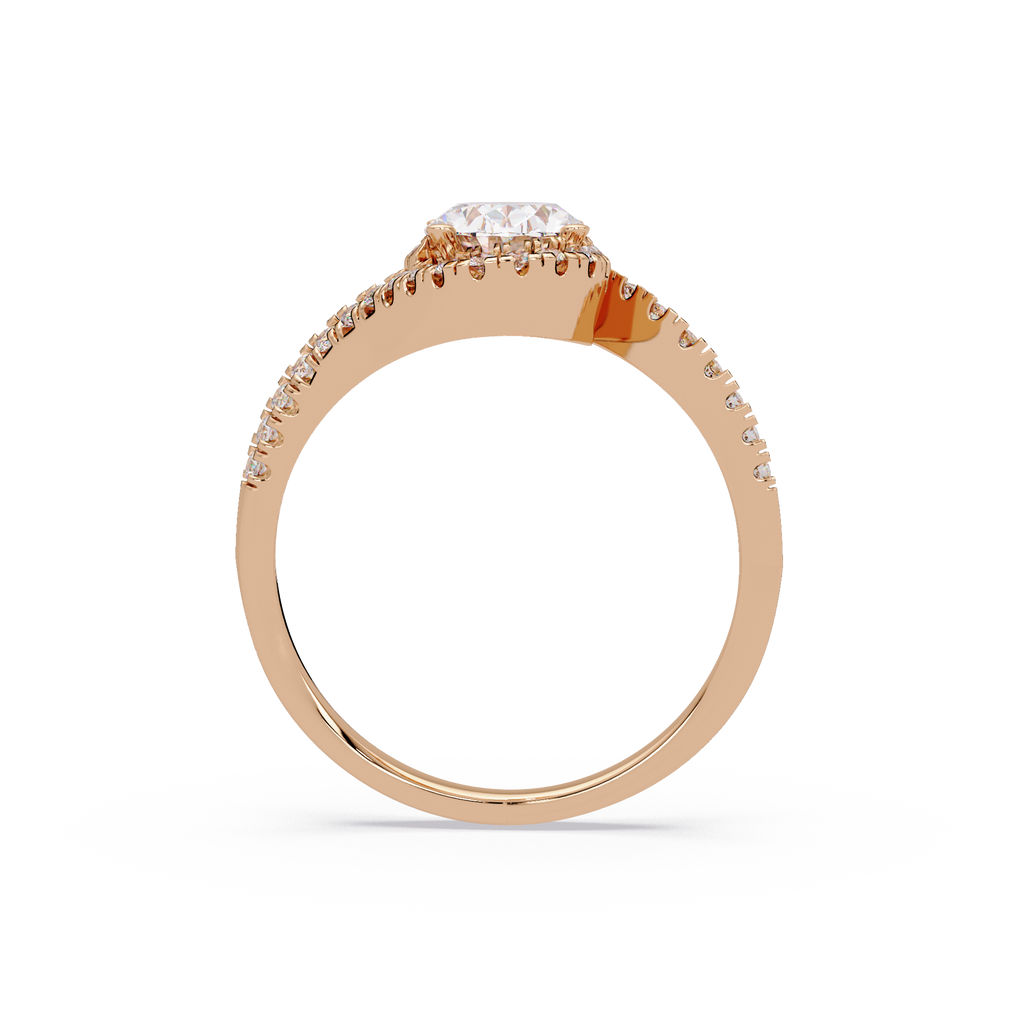 Exquisite Bypass Halo Twist Diamond Engagement Ring