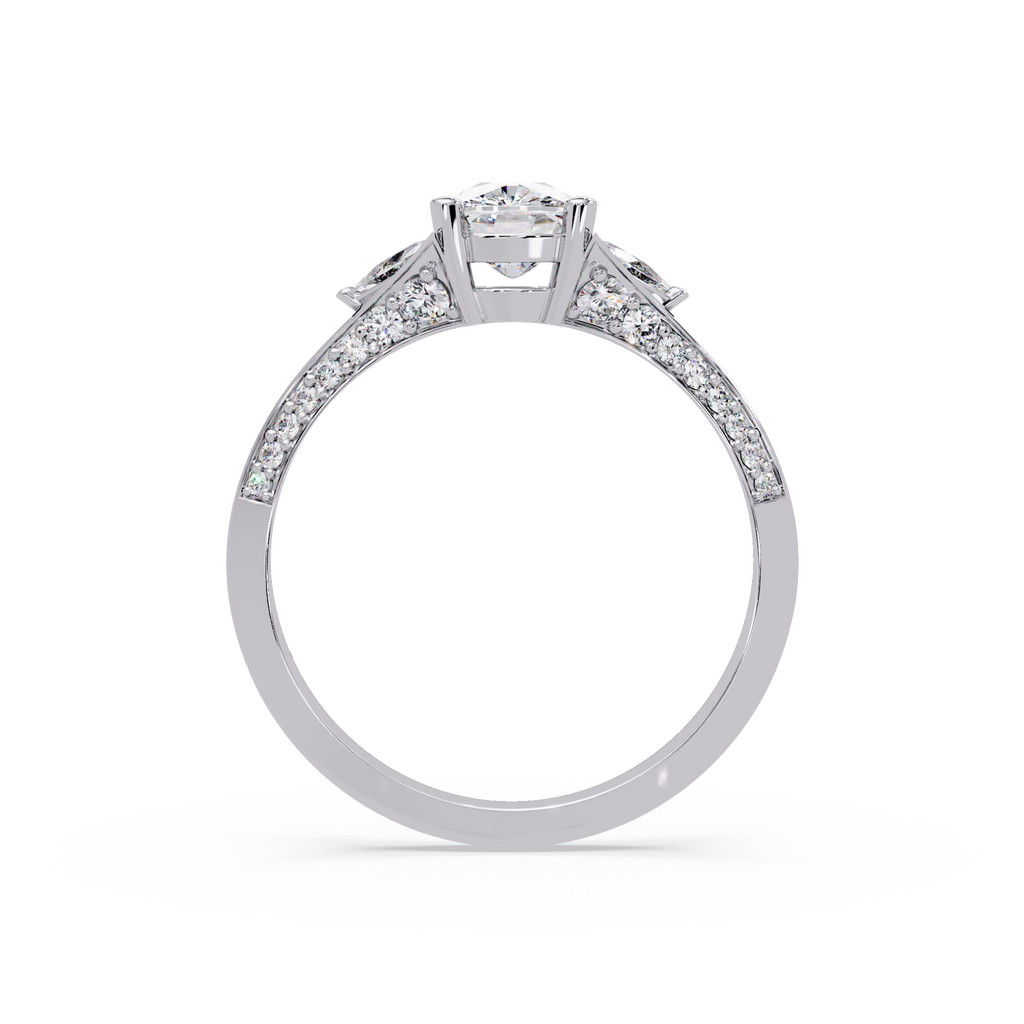 Curved Trillion Three-Stone Diamond Ring