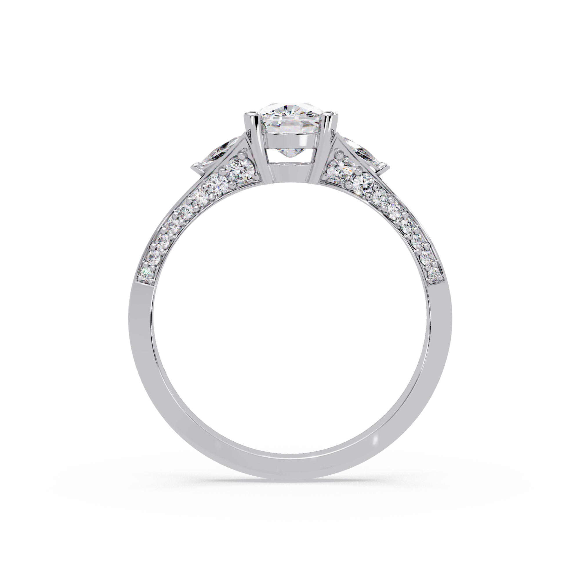 Curved Trillion Three-Stone Diamond Ring