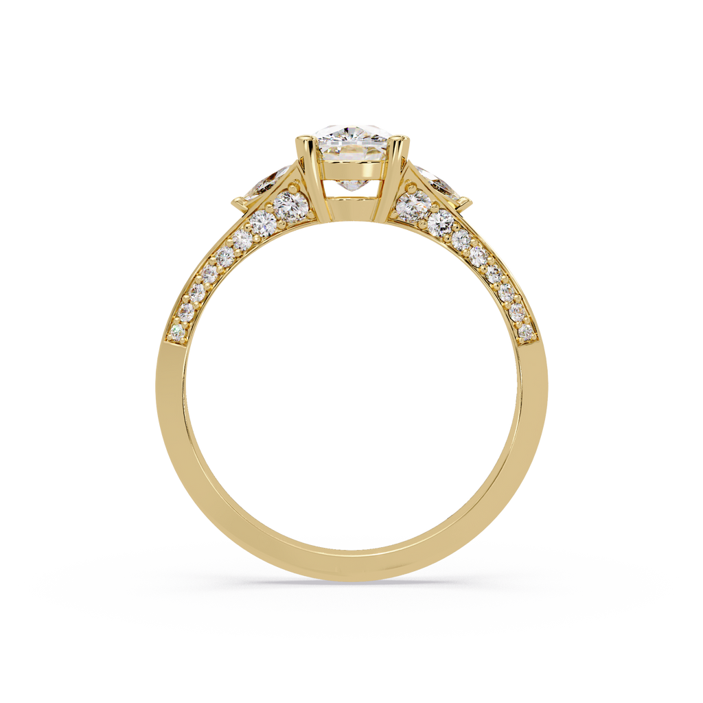 Curved Trillion Three-Stone Diamond Ring