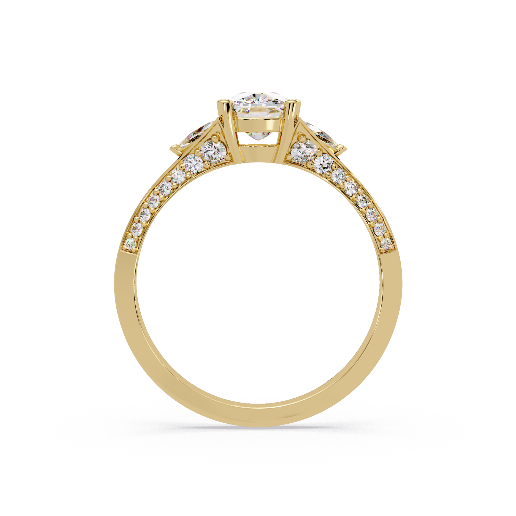 Curved Trillion Three-Stone Diamond Ring