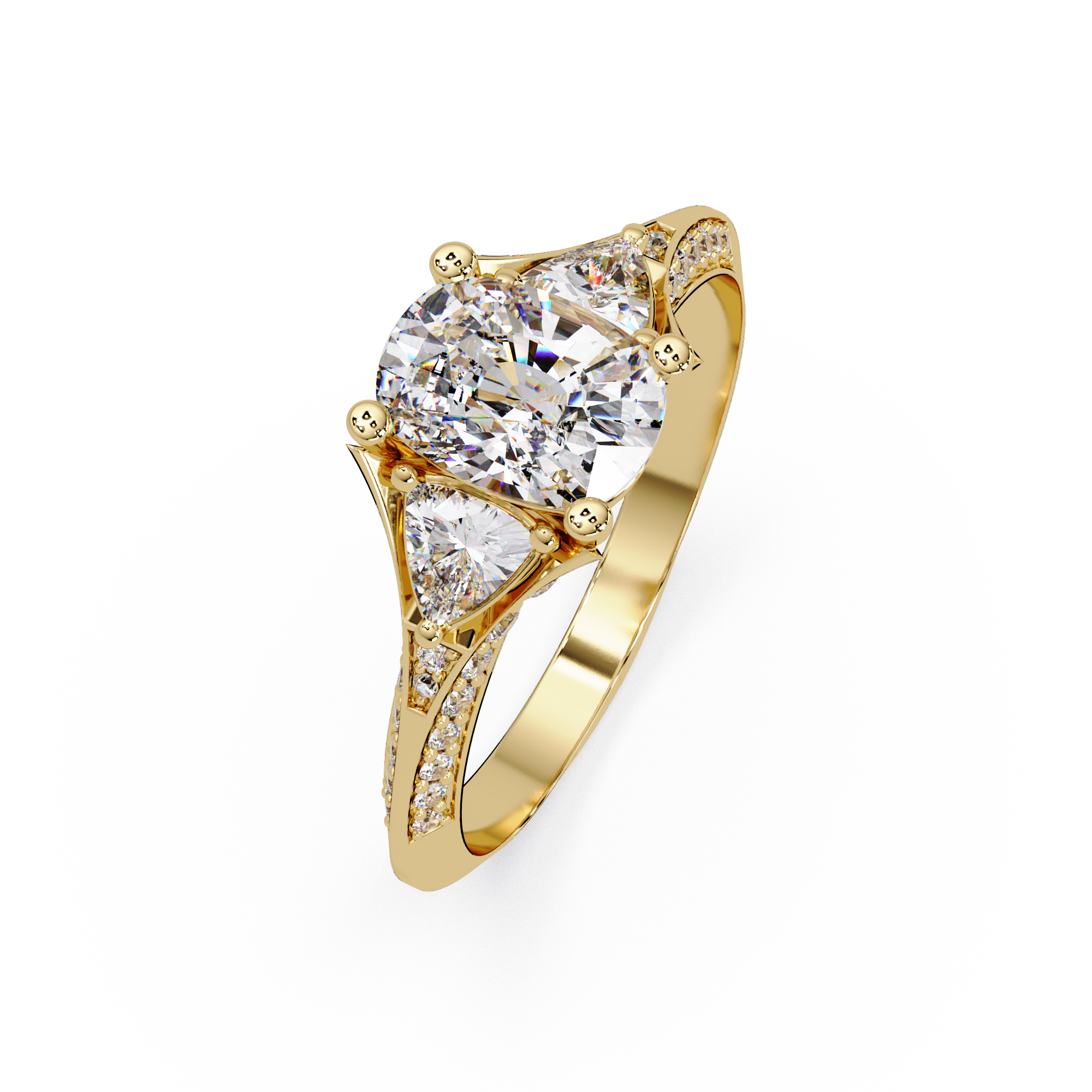 Curved Trillion Three-Stone Diamond Ring