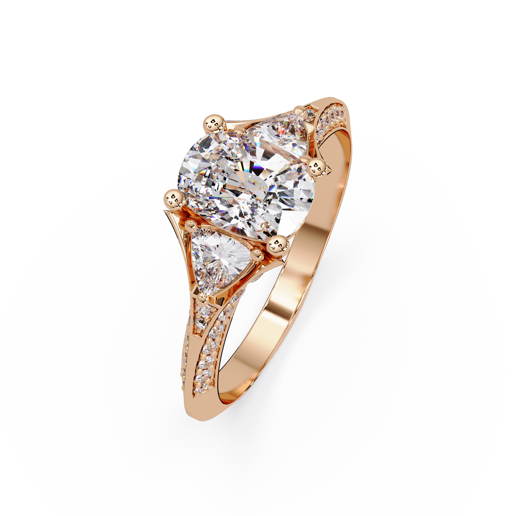 Curved Trillion Three-Stone Diamond Ring