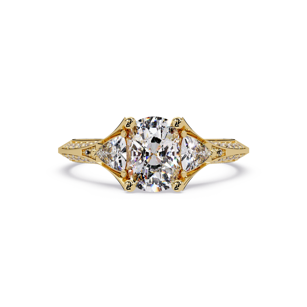 Curved Trillion Three-Stone Diamond Ring