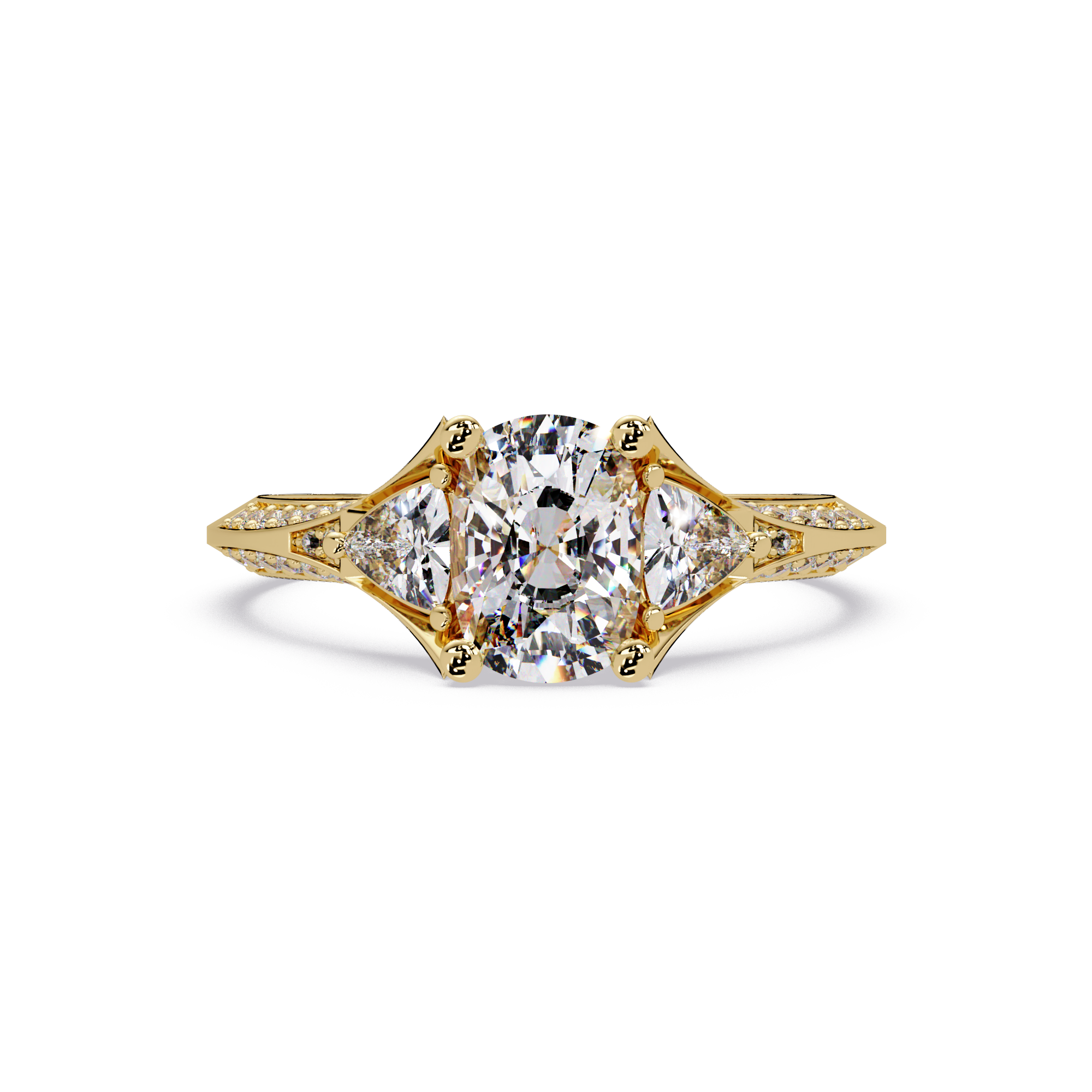Curved Trillion Three-Stone Diamond Ring