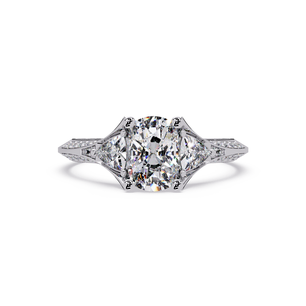 Curved Trillion Three-Stone Diamond Ring
